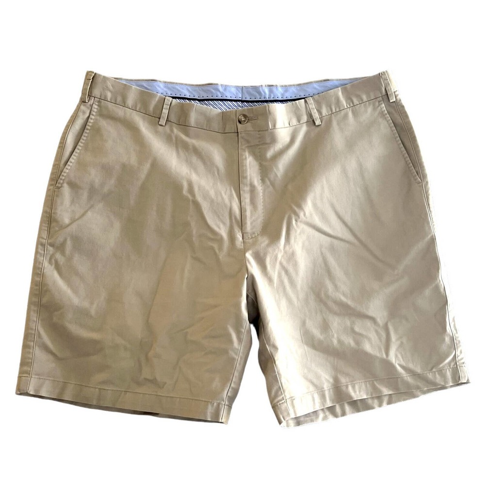 Peter Millar Shorts Men Size 42 Flat Front Chino Golf Khaki‎ Polyester